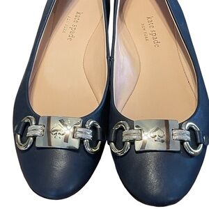 Kate Spade Payton Smooth Navy Blue Round Toe Leather Ballet Flats Sz 7.5B